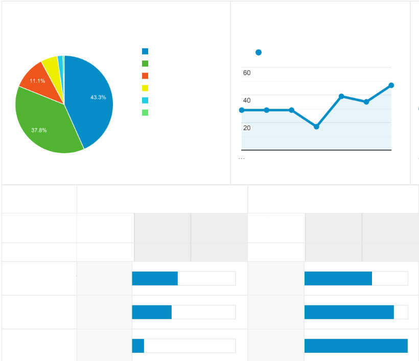 SEO results example analytics graphs.